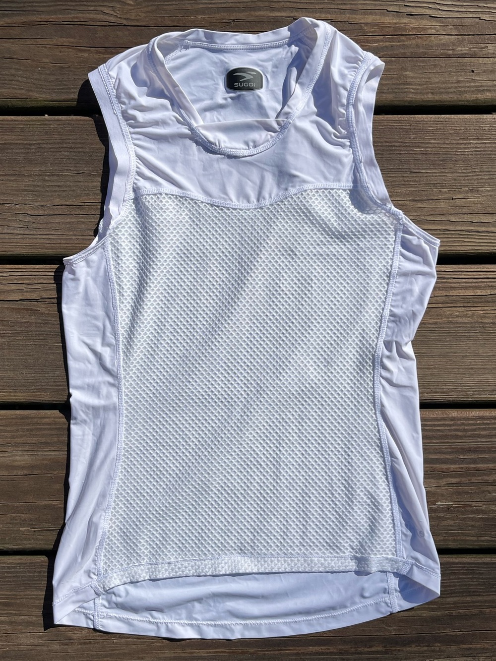 SUGOI White Women's Mesh Panel Sleeveless Running Tank /Baselayer - Large